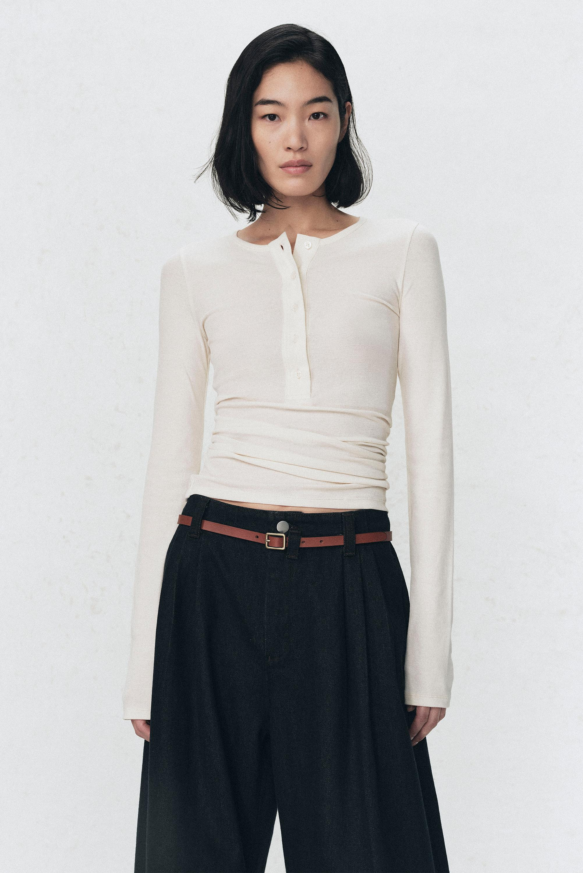 SOSHIOTSUKI X ZARA HENLEY COLLAR T-SHIRT | Zara UK