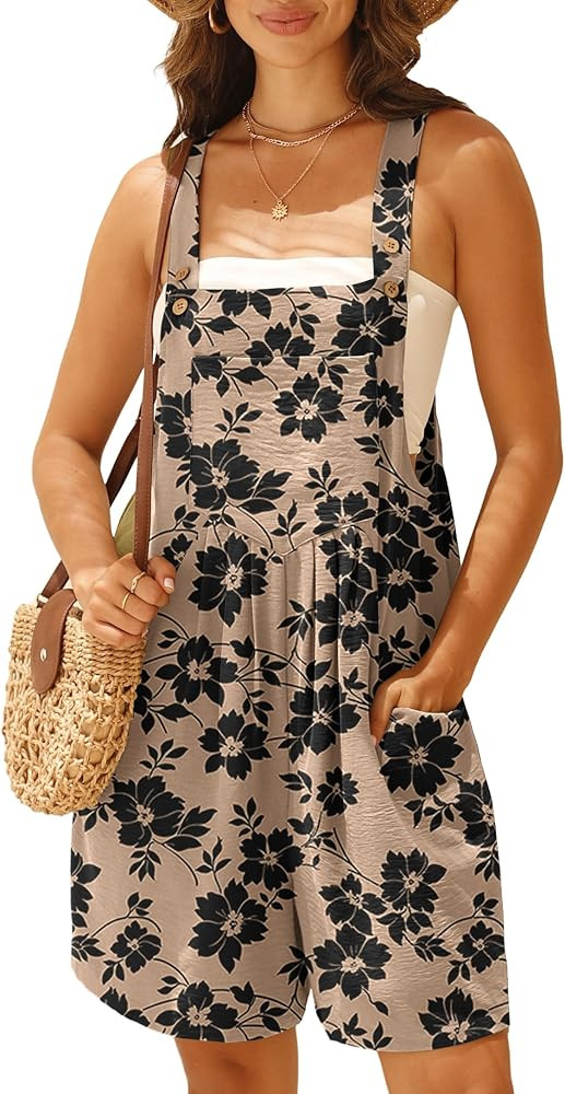 GRECERELLE Jumpsuits For Women Summer Short Overalls Casual Sleeveless Adjustable Loose Women's R... | Amazon (US)