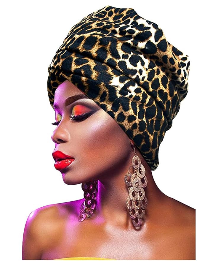 L'vow Women' Soft Stretch Headband Long HeadWrap Scarf Turban Tie (Leopard color) | Amazon (US)