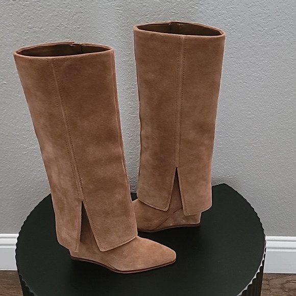 Vince Camuto Tibani Cuffed Tall Wedge Boot Nutmeg Verona 7M $249 | Poshmark