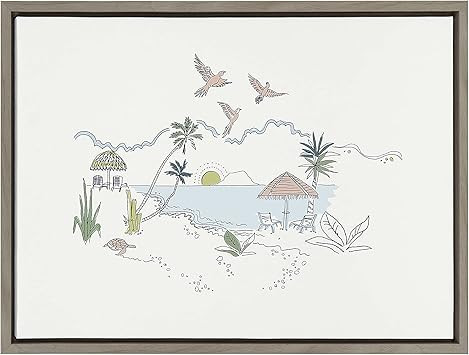 Kate and Laurel Sylvie Tropical Beach Scene Framed Canvas Wall Art by The Creative Bunch Studio, ... | Amazon (US)