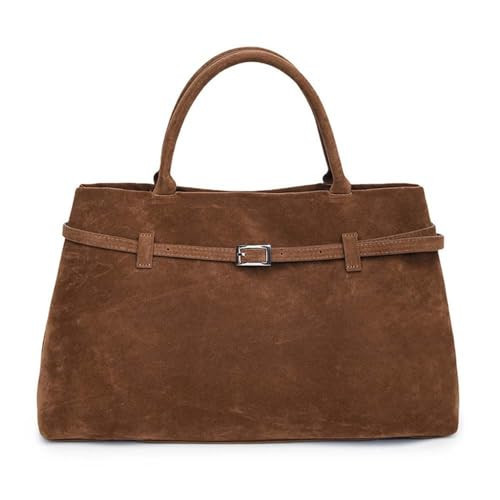 KEYULI Suede Tote Bags for Women - Leather Top Handle Bag Modavo Suede Tote Handbags Slouchy Hobo Bags (Brown) | Amazon (US)