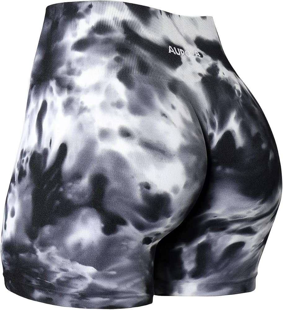 AUROLA Dream Tie Dye Workout Shorts for Women Seamless Scrunch Soft Active Shorts | Amazon (US)
