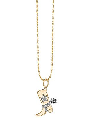 Sydney Evan Cowboy Boot Charm Necklace in Yellow Gold & Diamond | FWRD | FWRD 