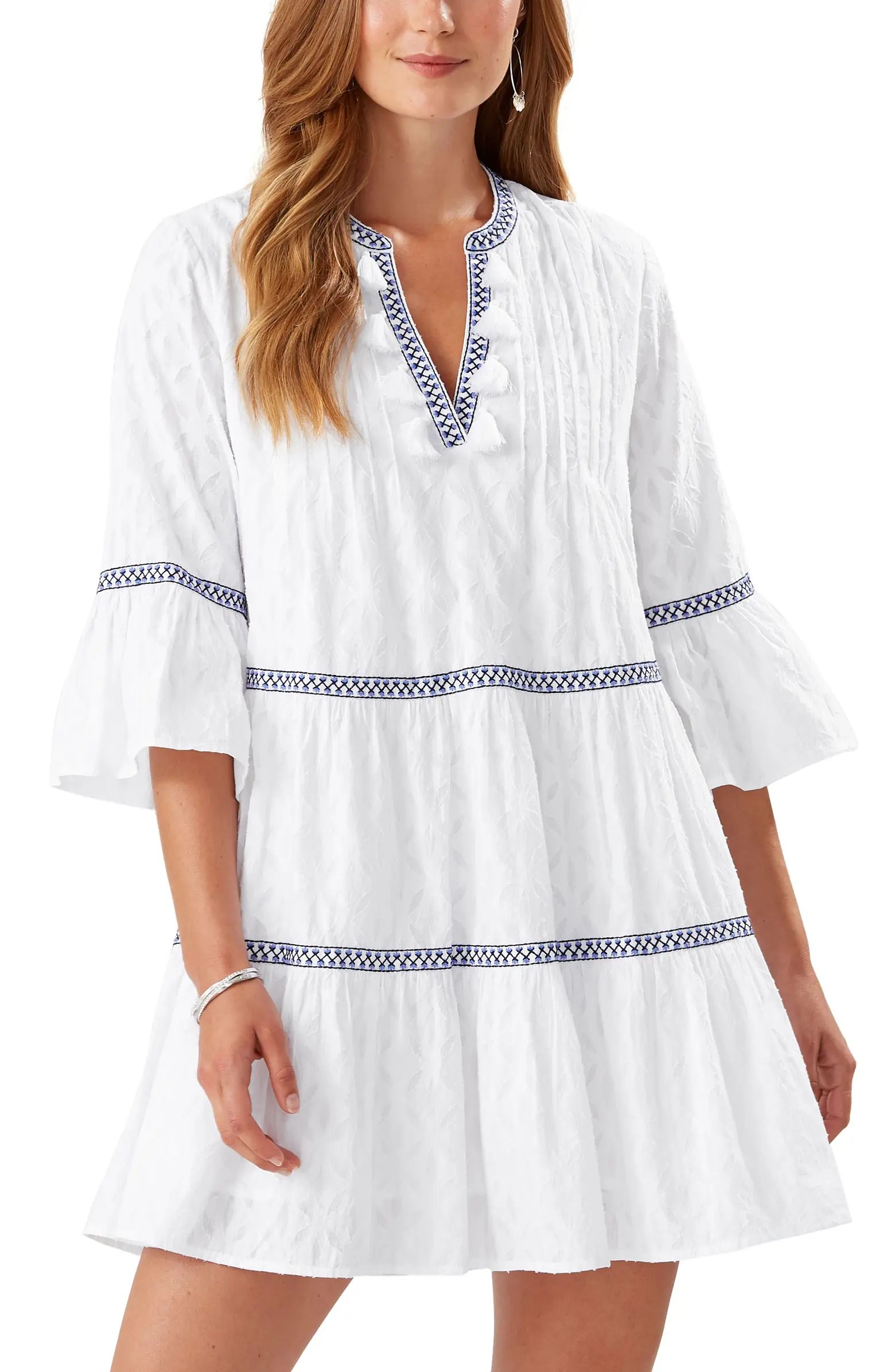 Embroidered Tiered Cotton Cover-Up Dress | Nordstrom