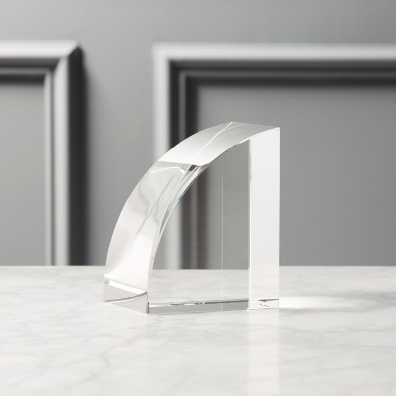 Modern Curved Crystal Glass Bookend + Reviews | CB2 | CB2