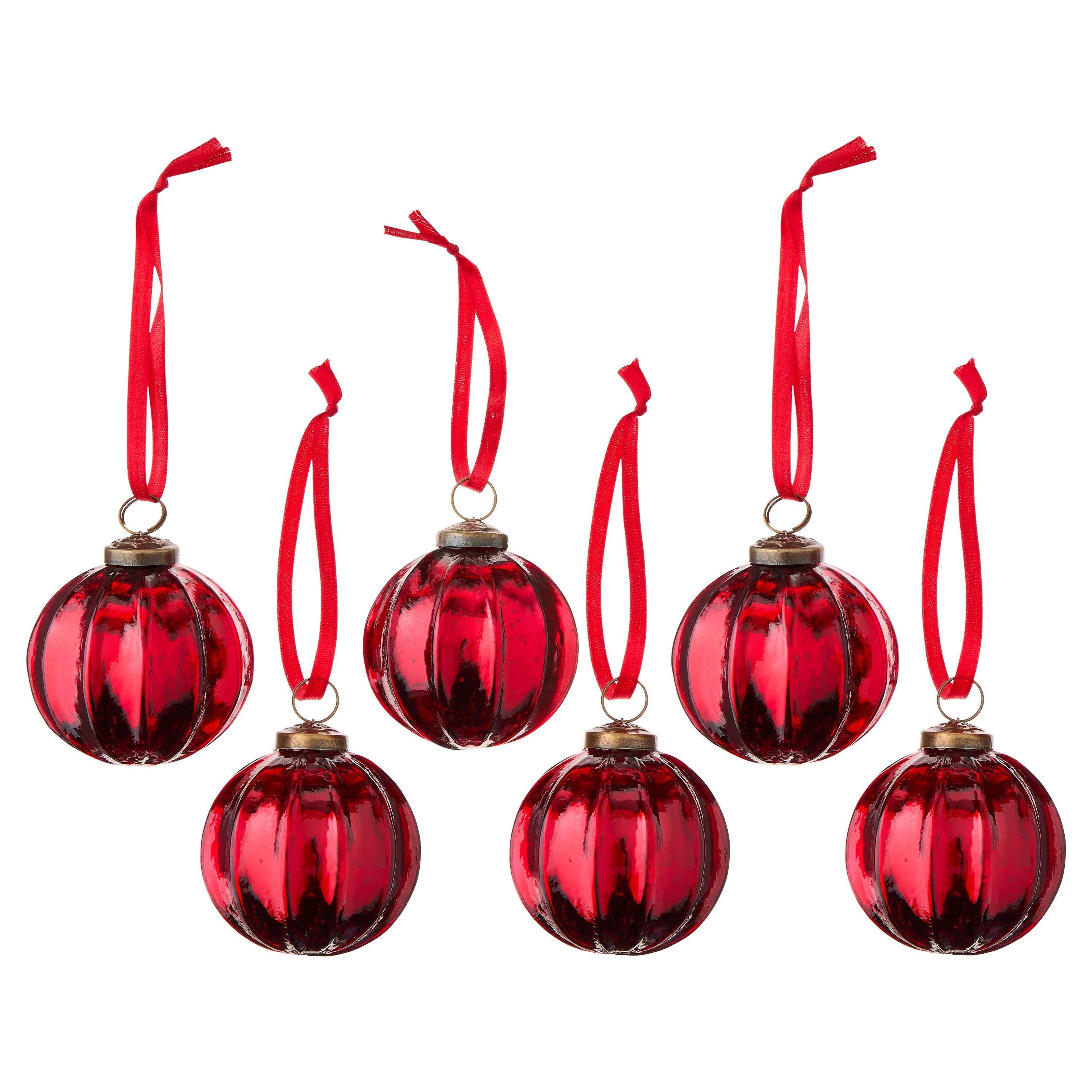 6 Count Red Glass Ball Christmas Ornaments, 3", by Holiday Time | Walmart (US)