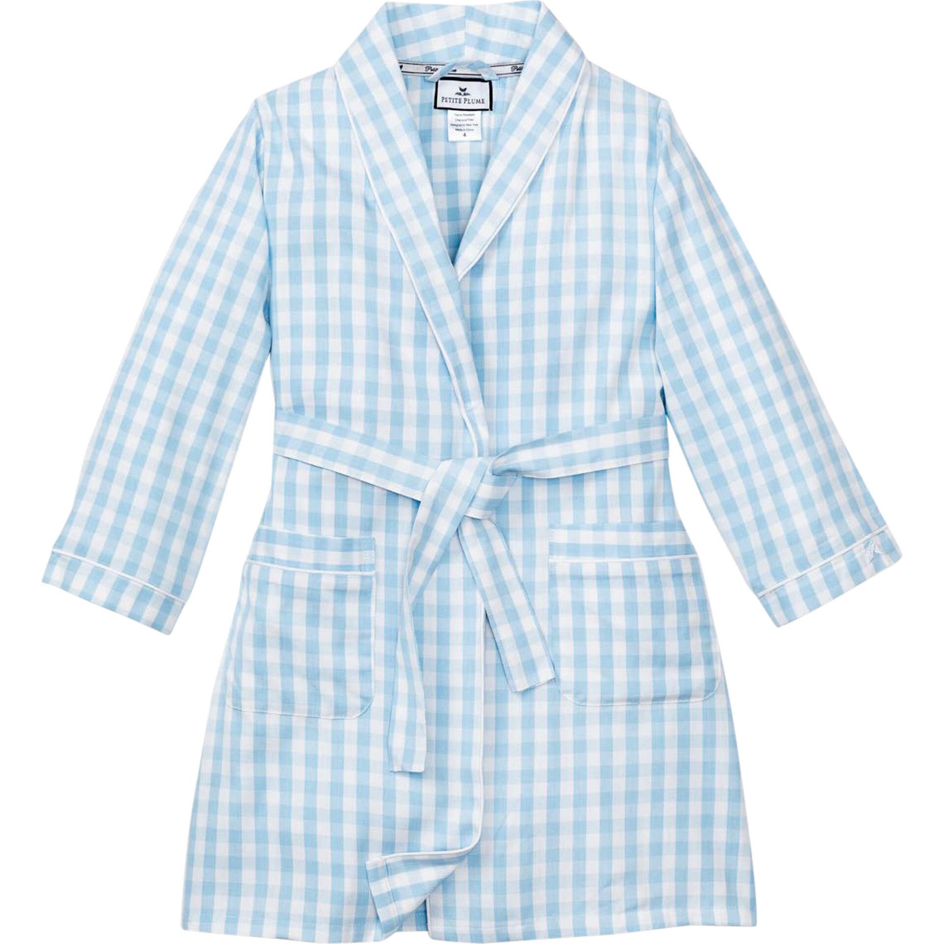 Light Blue Gingham Robe | Maisonette