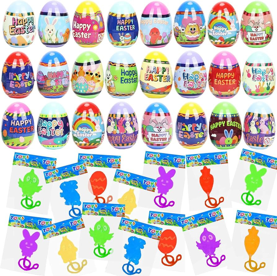 24pcs Prefilled Easter Eggs with Easter Sticky Hands Toy Inside for Kids Boys Girls Easter Basket... | Amazon (US)