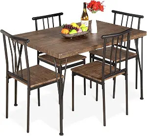 Best Choice Products 5-Piece Metal and Wood Indoor Modern Rectangular Dining Table Furniture Set ... | Amazon (US)
