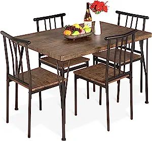 Best Choice Products 5-Piece Metal and Wood Indoor Modern Rectangular Dining Table Furniture Set ... | Amazon (US)