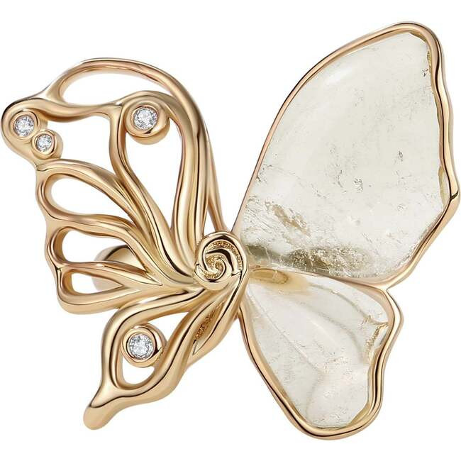 Butterfly Serenade Ring, Gold & White (Multicolor, Size 6.5) | Retro Chic from Maisonette | Maisonette
