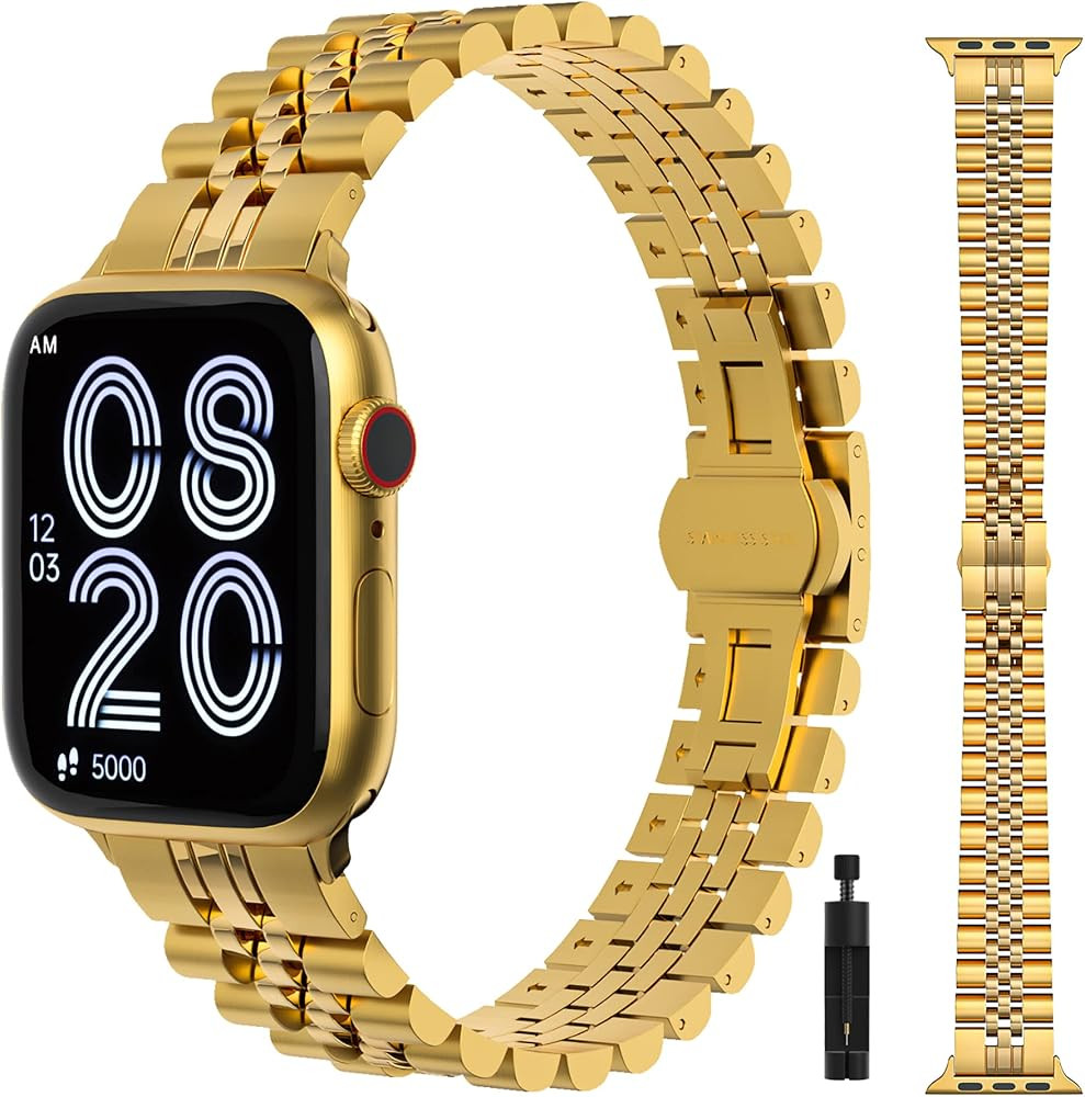 Compatible with Apple Watch Band 38mm 40mm 41mm 42mm 44mm 45mm 49mm for women, Thin Metal Stainle... | Amazon (US)