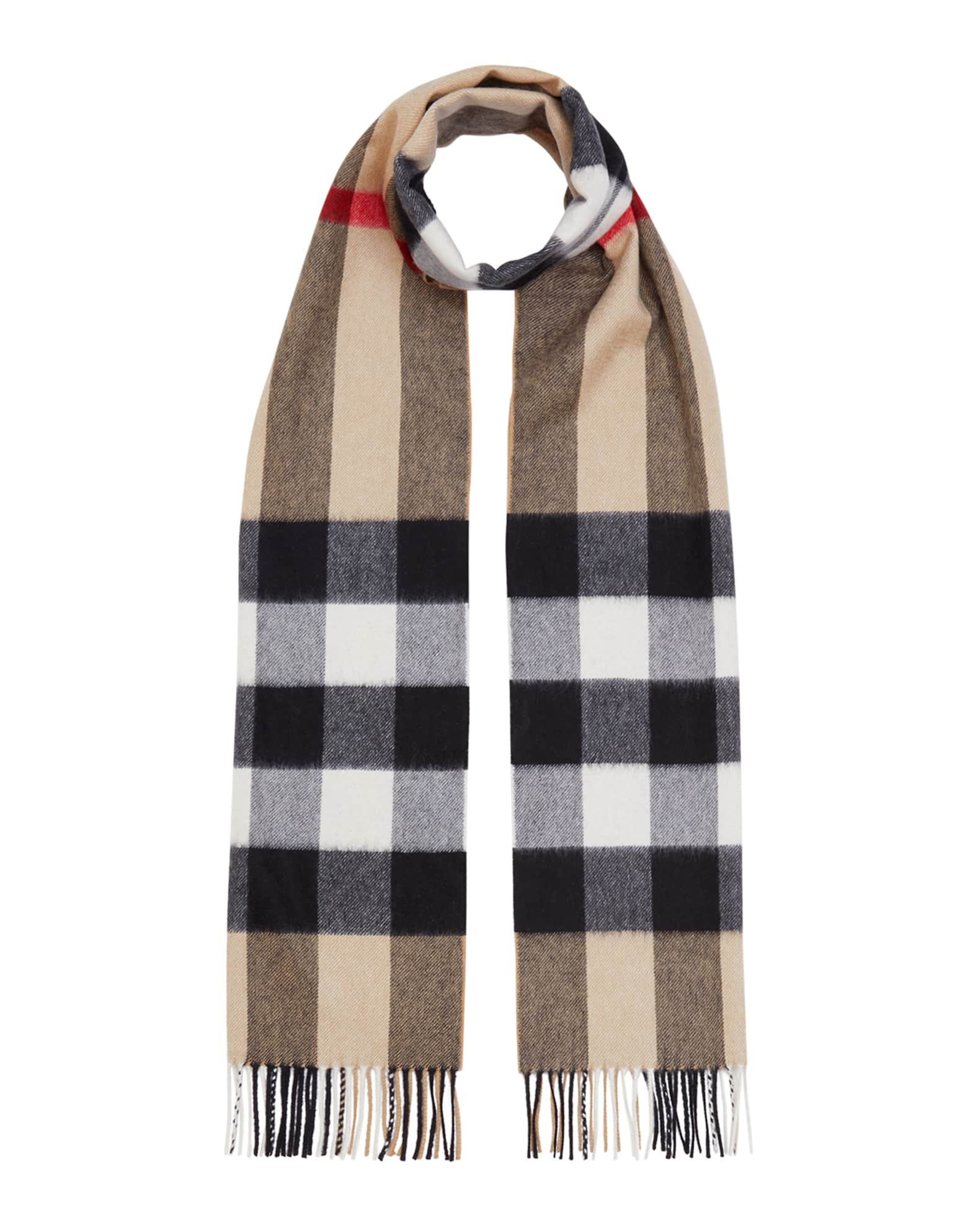 Burberry Half Mega Check Cashmere Scarf | Neiman Marcus