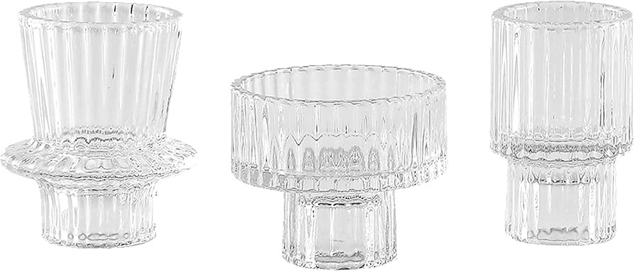 Lysenn Clear Glass Candle Holders for Pillar Candles, Taper Candles, Tealight Candles - Premium M... | Amazon (US)