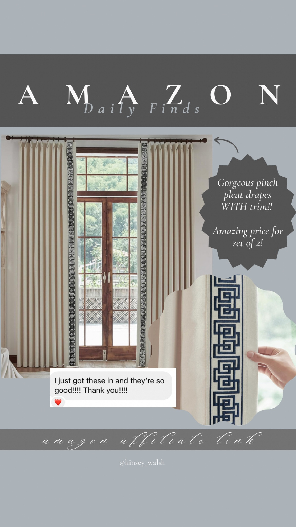 Amazon pinch pleat tape trim drapes! 

#LTKstyletip #LTKhome #LTKfindsunder100