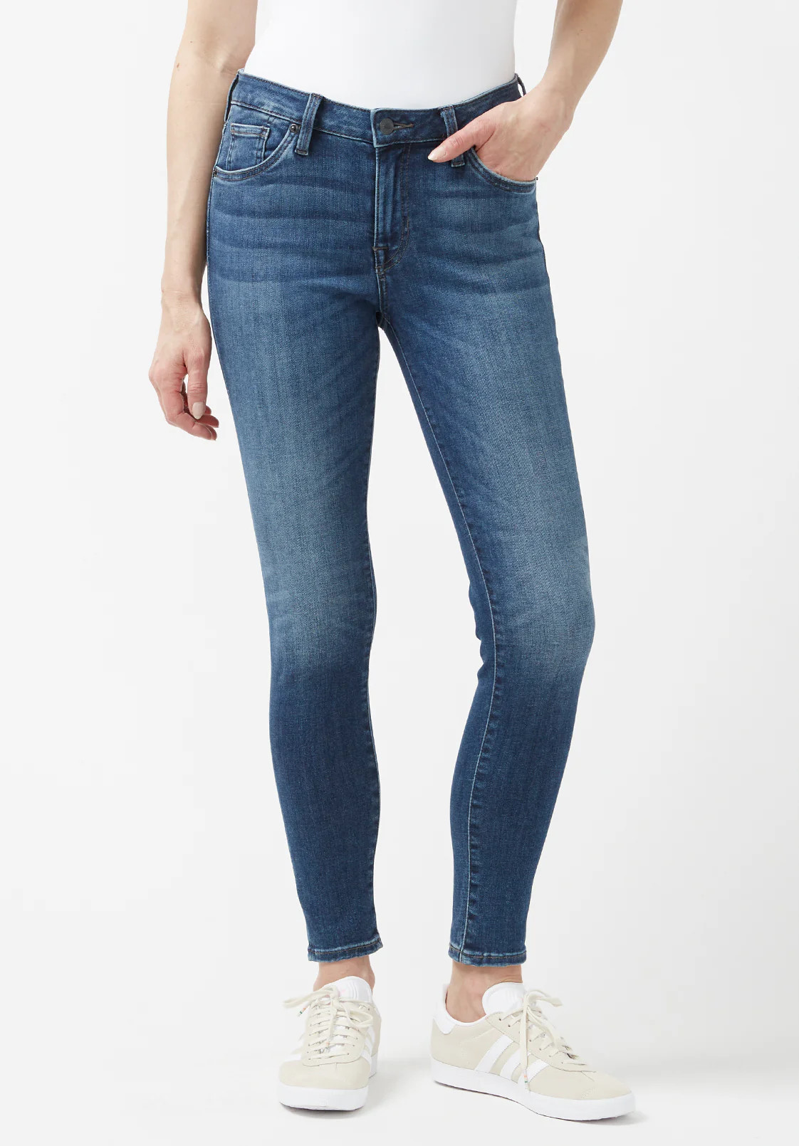 Mid Rise Skinny Alexa Women's Jeans in Mid Blue - BL15669 | Buffalo David Bitton