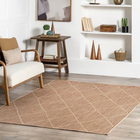 Natural Giselle Easy-Jute Washable Trellis 8' x 10' Area Rug | Rugs USA