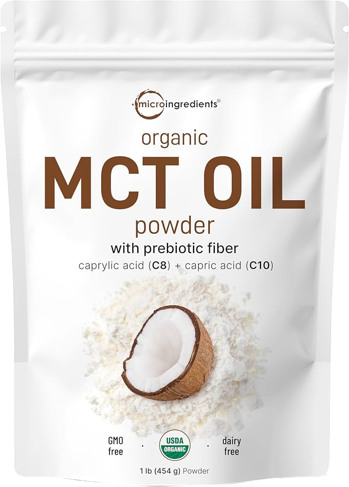 Organic MCT Oil Powder with Prebiotic Fiber,1 Pound(16 Ounce), Fast Fuel for Body and Brain, C8 M... | Amazon (US)