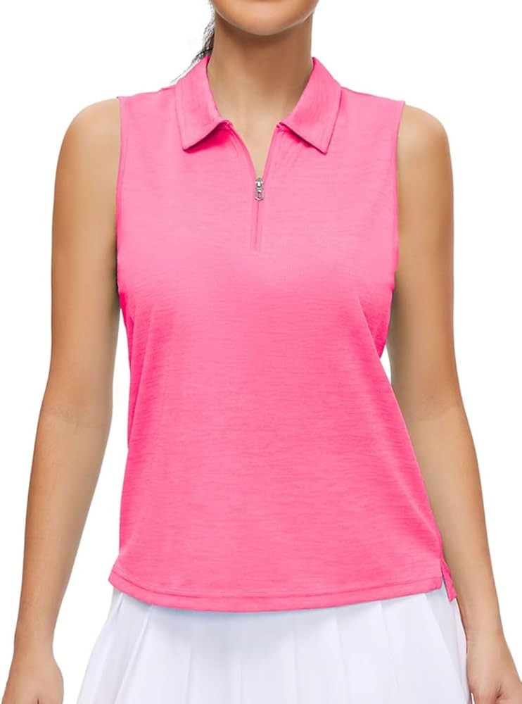 Pdbokew Women's Polo Shirts Quarter-Zip Golf Shirts Sleeveless Tops | Amazon (US)