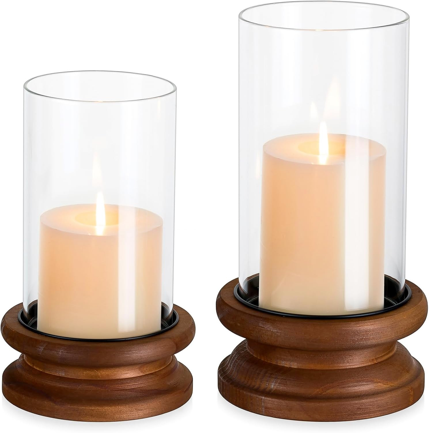 Hewory Hurricane Glass Candle Holder: 2PCS Rustic Brown Candle Holders for Pillar Candles, Vintag... | Amazon (US)