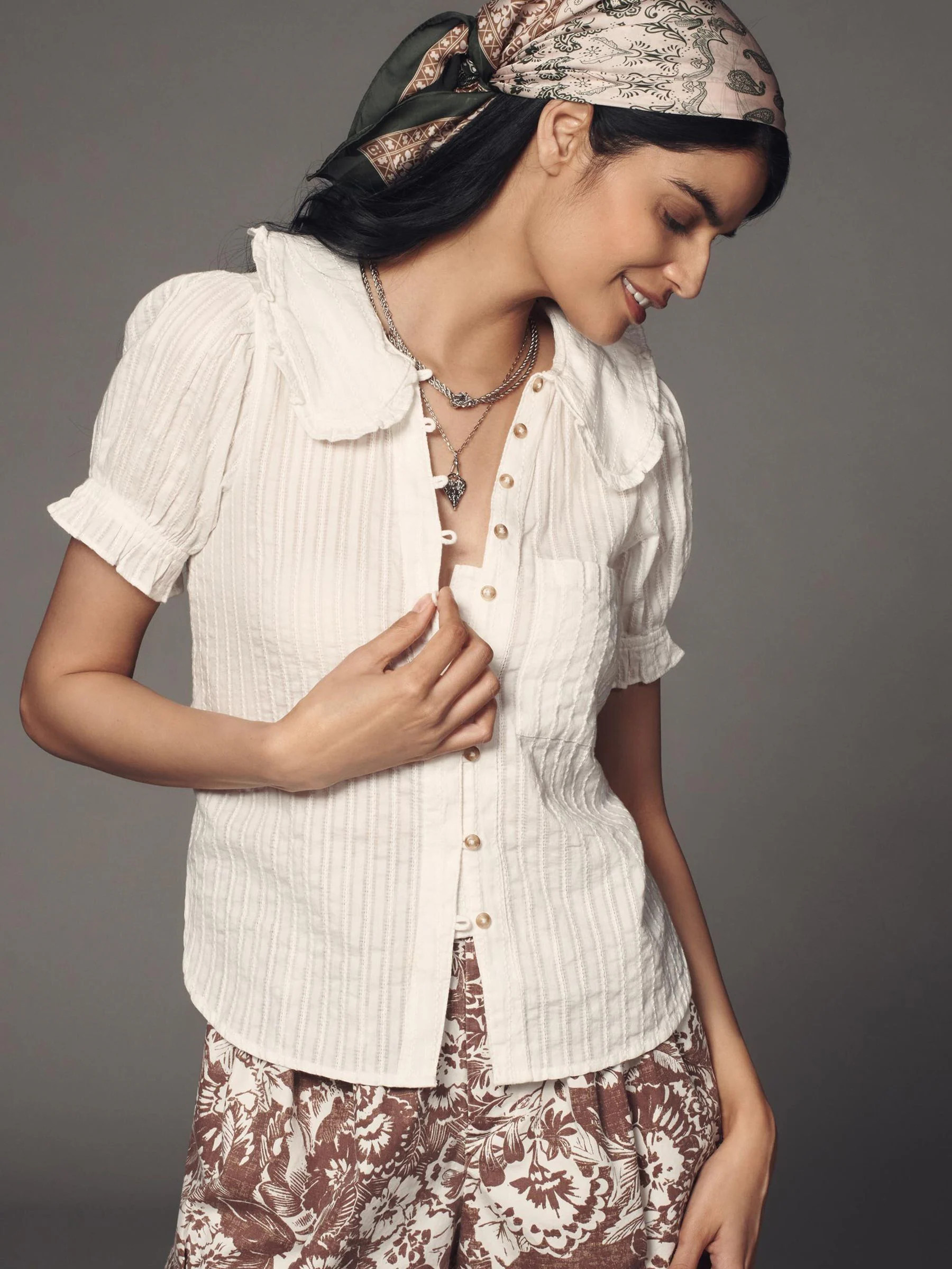Anthropologie Anthropologie White Pilcro The Keira Collared Button-Front Blouse | Next US
