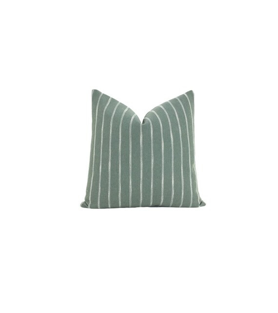 Dark Sage Green Pillow Cover // Woven Striped Pillow Cover // | Etsy | Etsy (US)