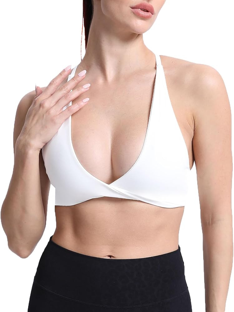Aoxjox Women's Workout Sports Bras Fitness Backless Padded Sienna Low Impact Bra Yoga Crop Tank T... | Amazon (US)