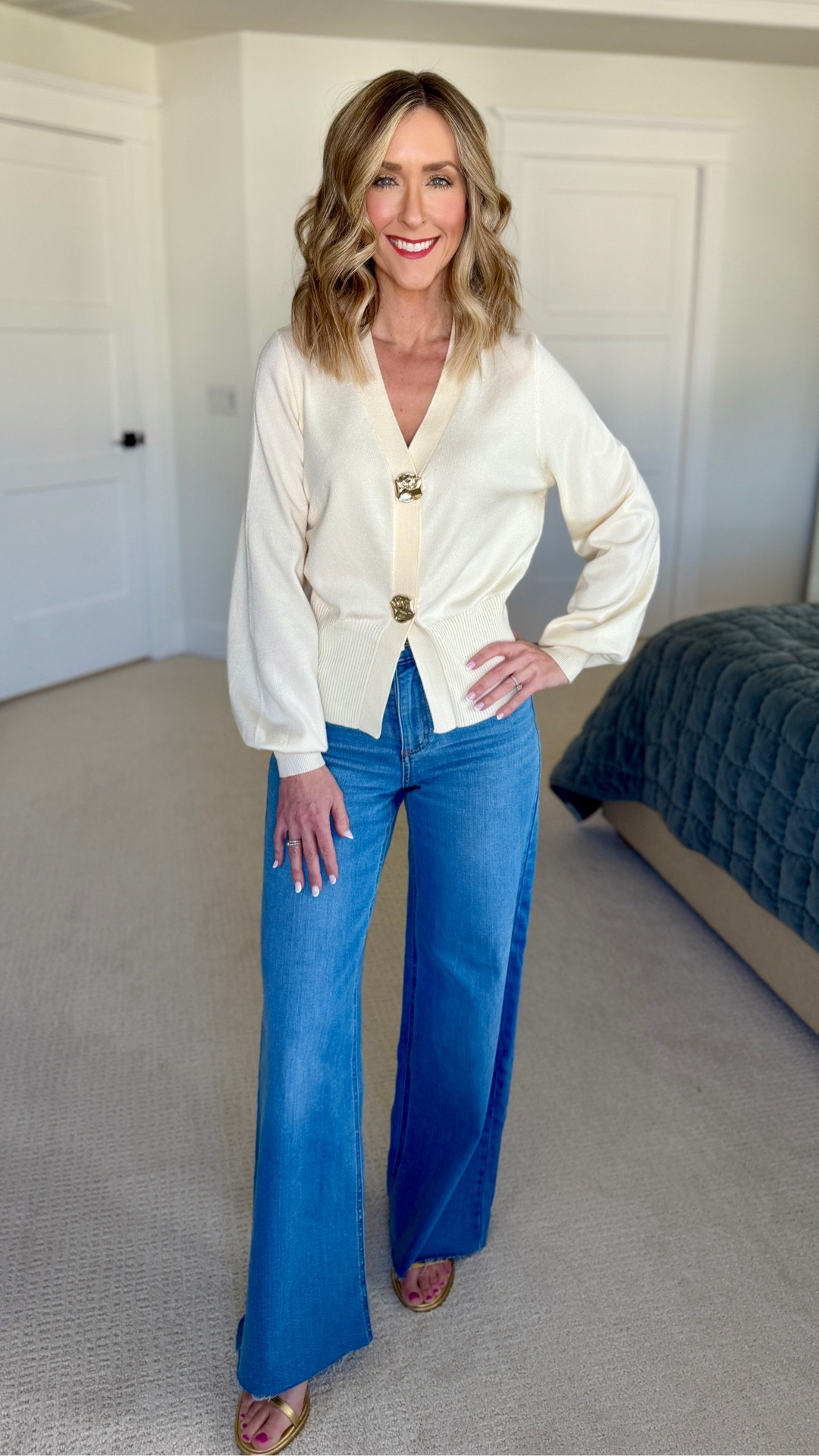 Spring sweater and wide leg jeans. Wearing a small in the sweater

#LTKSeasonal #LTKValentine #LTKOver40