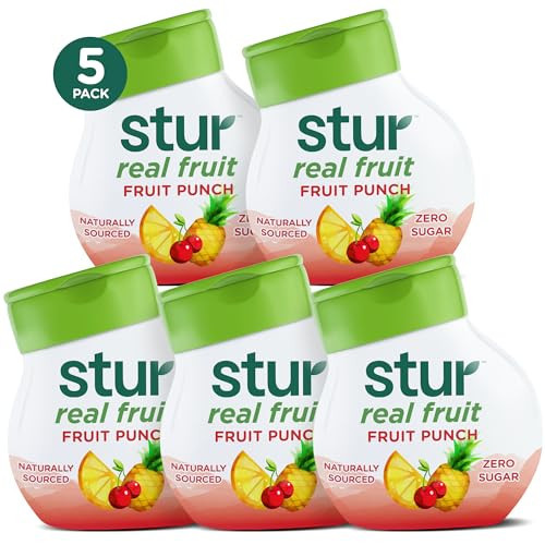 Stur Liquid Water Enhancer | Fruit Punch | Naturally Sweetened | High in Vitamin C & Antioxidants | Sugar Free | Zero Calories | Keto | Vegan | 5 Bottles, Makes 120 Drinks | Amazon (US)