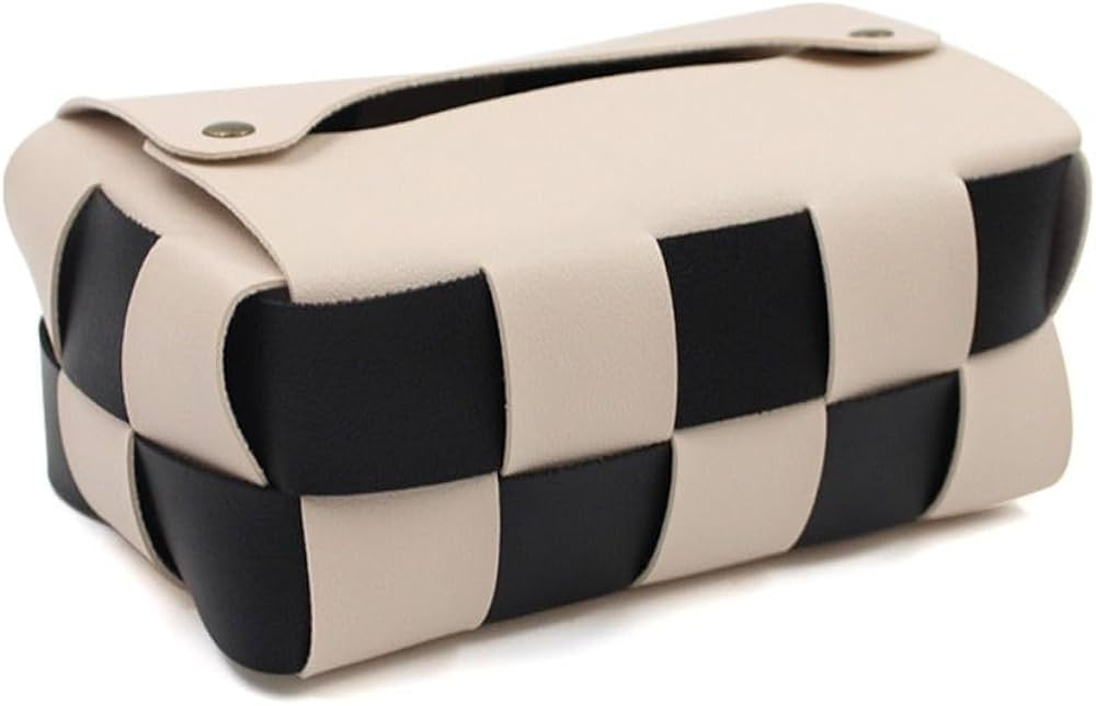 1PCS Checkerboard Woven Tissue Box,Tissue Box Fashion Leather Napkin Case Rectangular Tissue Box ... | Amazon (US)