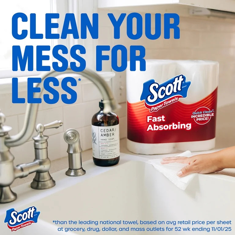 Scott Paper Towels, Choose-A-Sheet, 6 Double Rolls | Walmart (US)