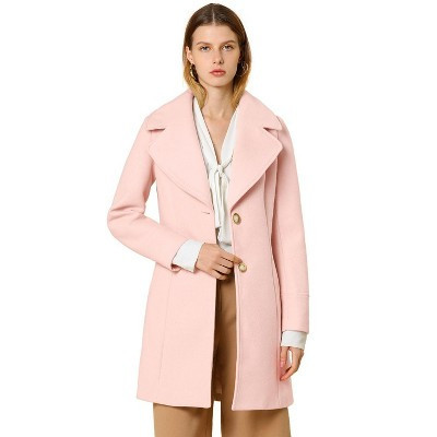 INSPIRE CHIC Women's Elegant Notched Lapel Button Single Breasted Winter Coat Pink Large | Target
