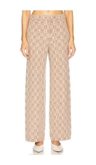 NAADAM Luxe Plaid Jacquard Wide Leg Trouser in Tan. - size M | Revolve Clothing (Global)