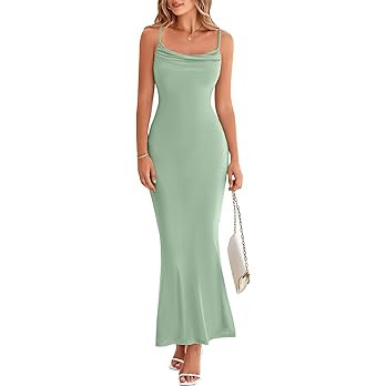PRETTYGARDEN Women's 2026 Summer Maxi Dress Spaghetti Strap Mesh Slip Bodycon Dress Cowl Neck Coc... | Amazon (US)