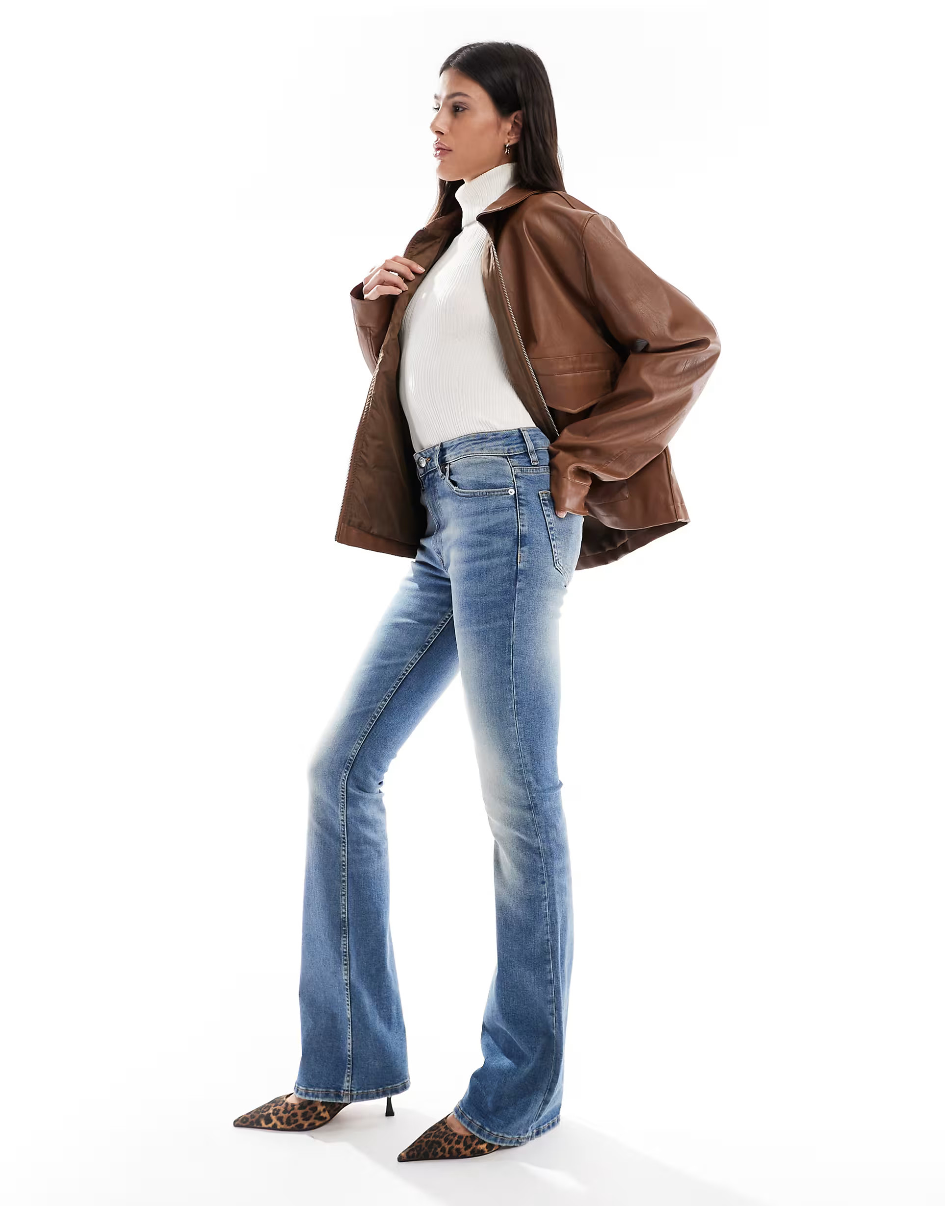 ASOS DESIGN Tall bootcut flare jeans in midwash | ASOS (Global)