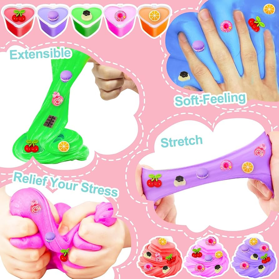 24 Pack Valentines Day Gifts for Kids Classroom Heart Butter Slime with Charms Valentines Day Car... | Amazon (US)