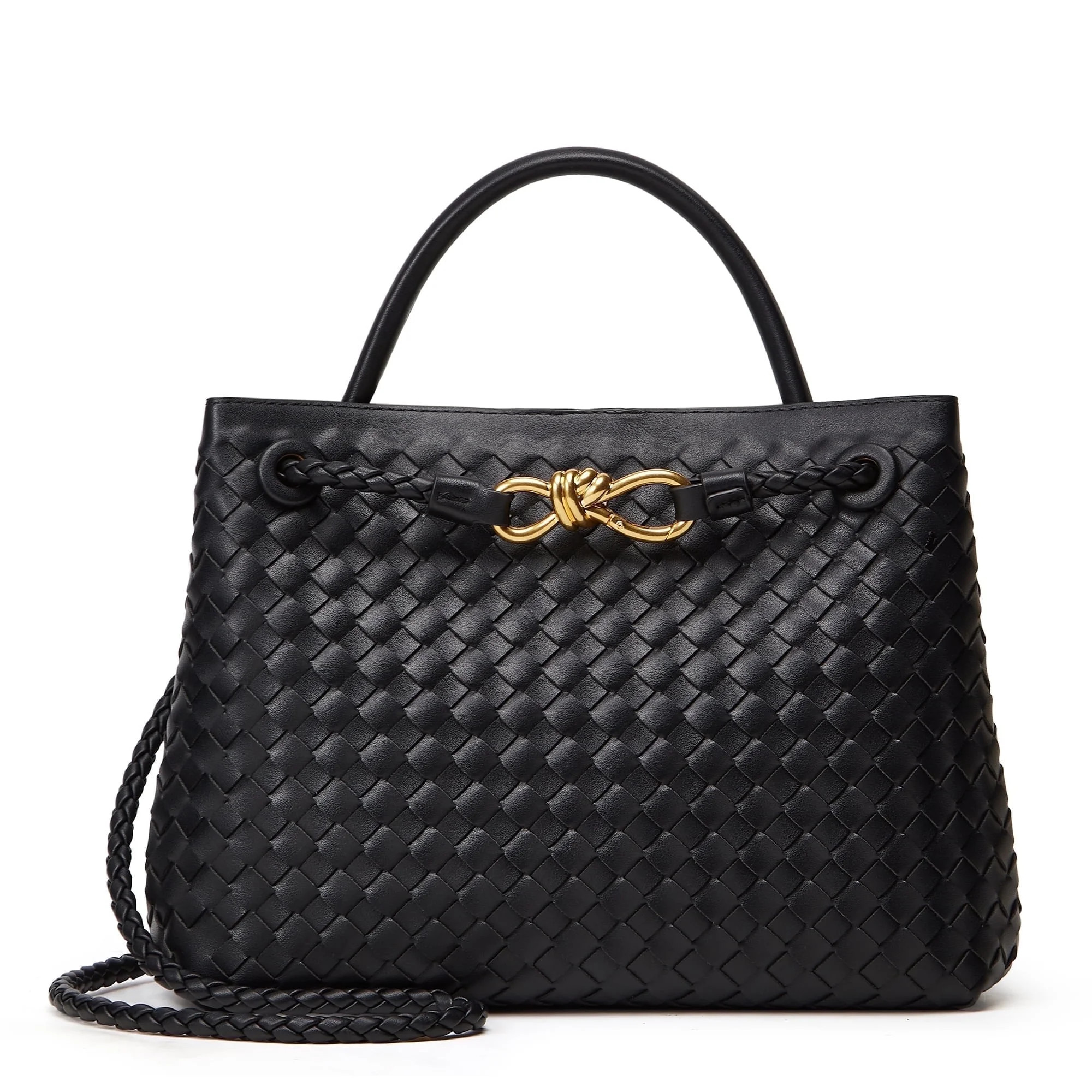 Woven Bag for Women Shoulder Purse: Vegan Leather Handbag - Handmade Tote Bag - Elegant Satchel B... | Walmart (US)