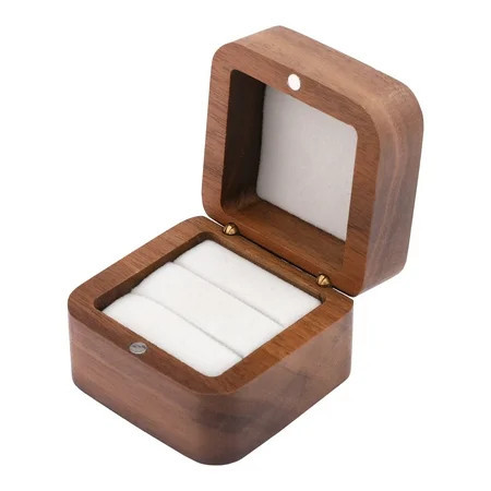 Unique Bargains Wood Ring Box Jewelry Storage for Proposal Beige | Walmart (US)