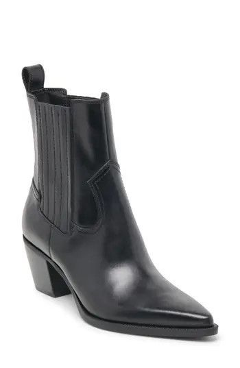 Dolce Vita Slim Pointed Toe Bootie in Black Leather at Nordstrom Rack, Size 9.5 | Nordstrom Rack