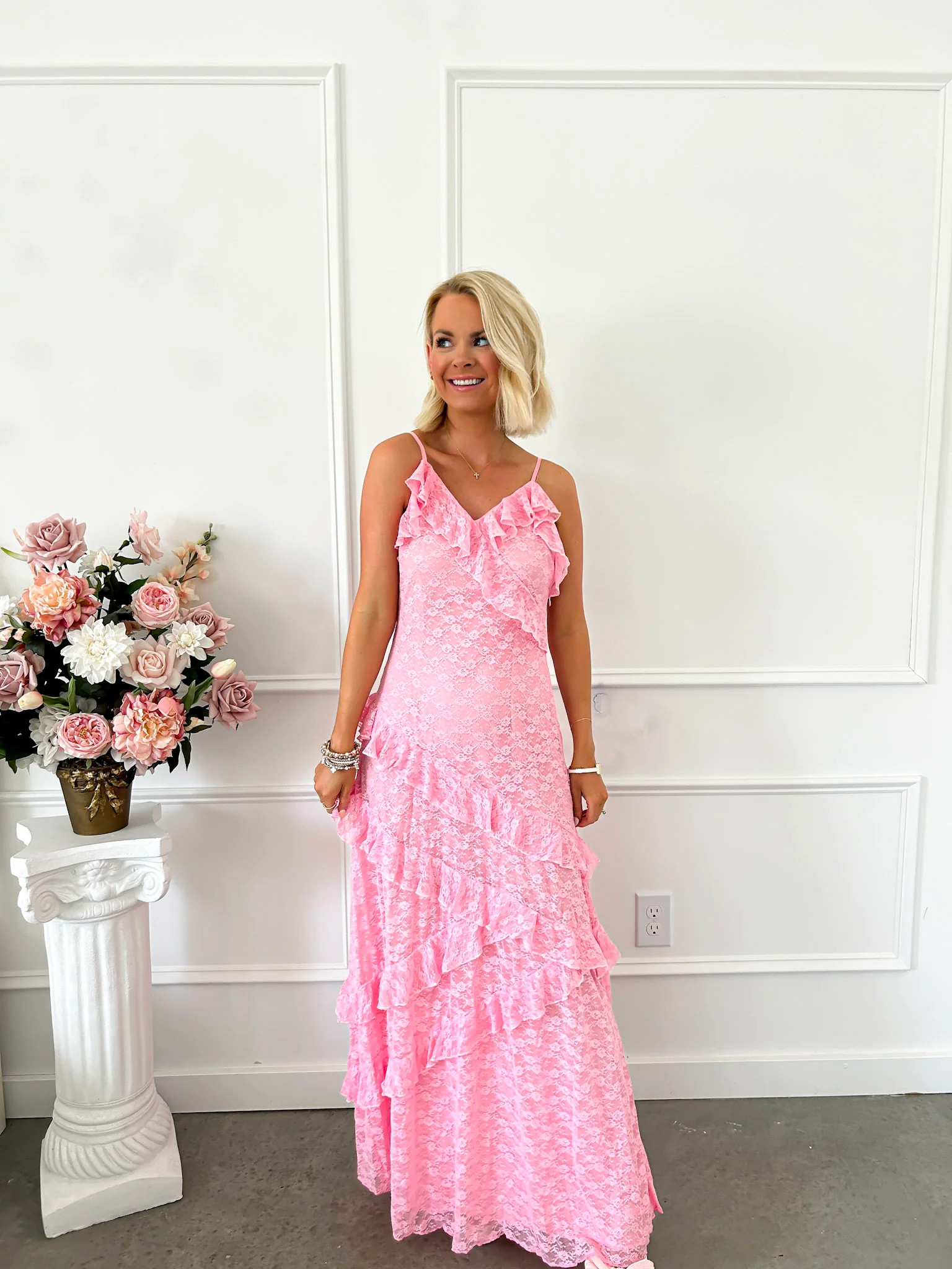 A Floral Affair Pink Maxi Dress | Flourish in Frills