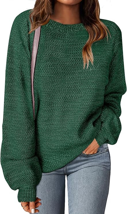 MEROKEETY Sweaters for Women Fall Winter 2026 Oversized Pullover Spring Crew Neck Long Sleeve Hea... | Amazon (US)