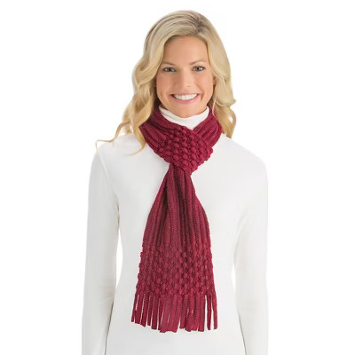 Collections Etc Pull Through Fringe Winter Scarf Burgundy Female | Target