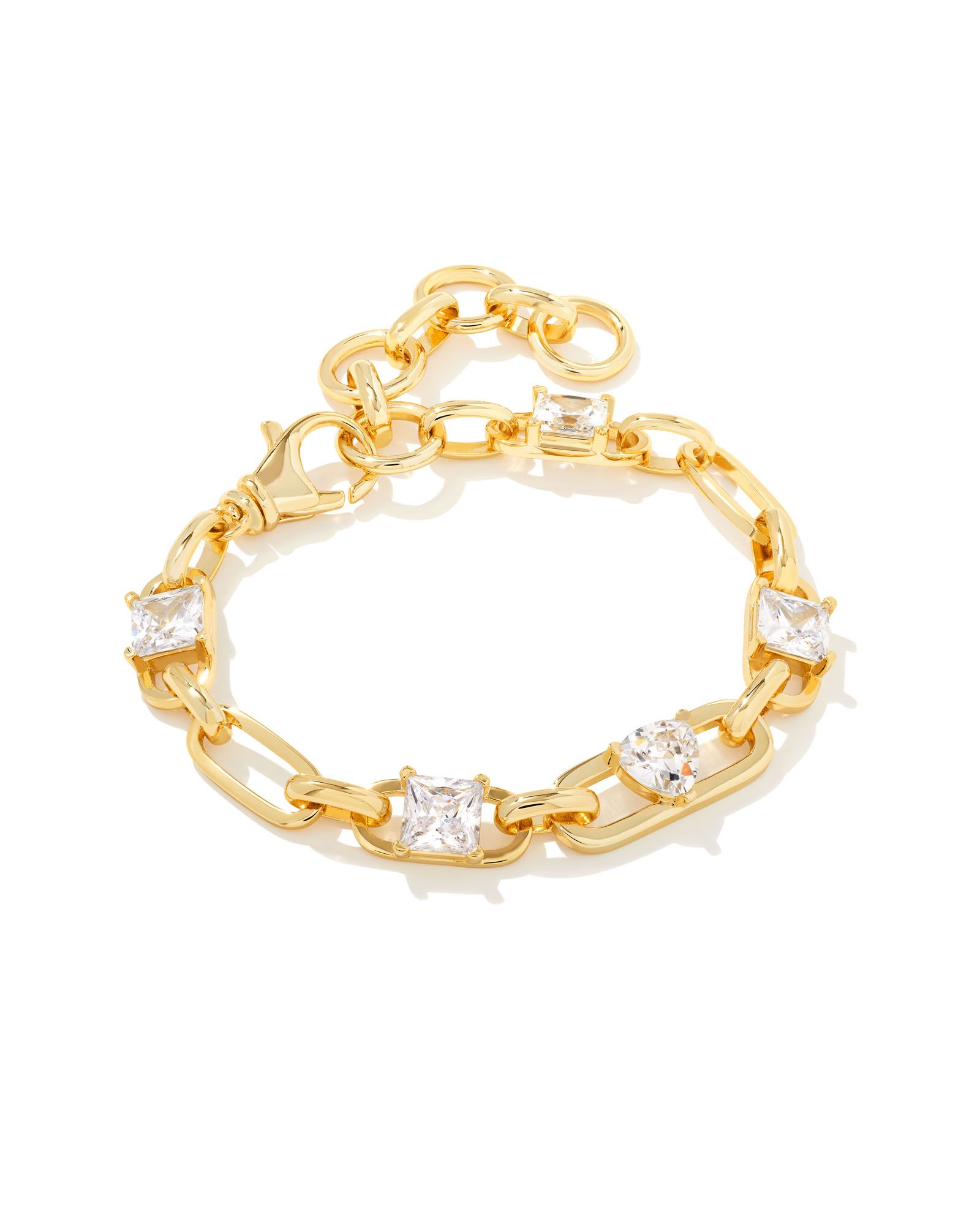 Blair Gold Jewel Chain Bracelet in White Crystal | Kendra Scott