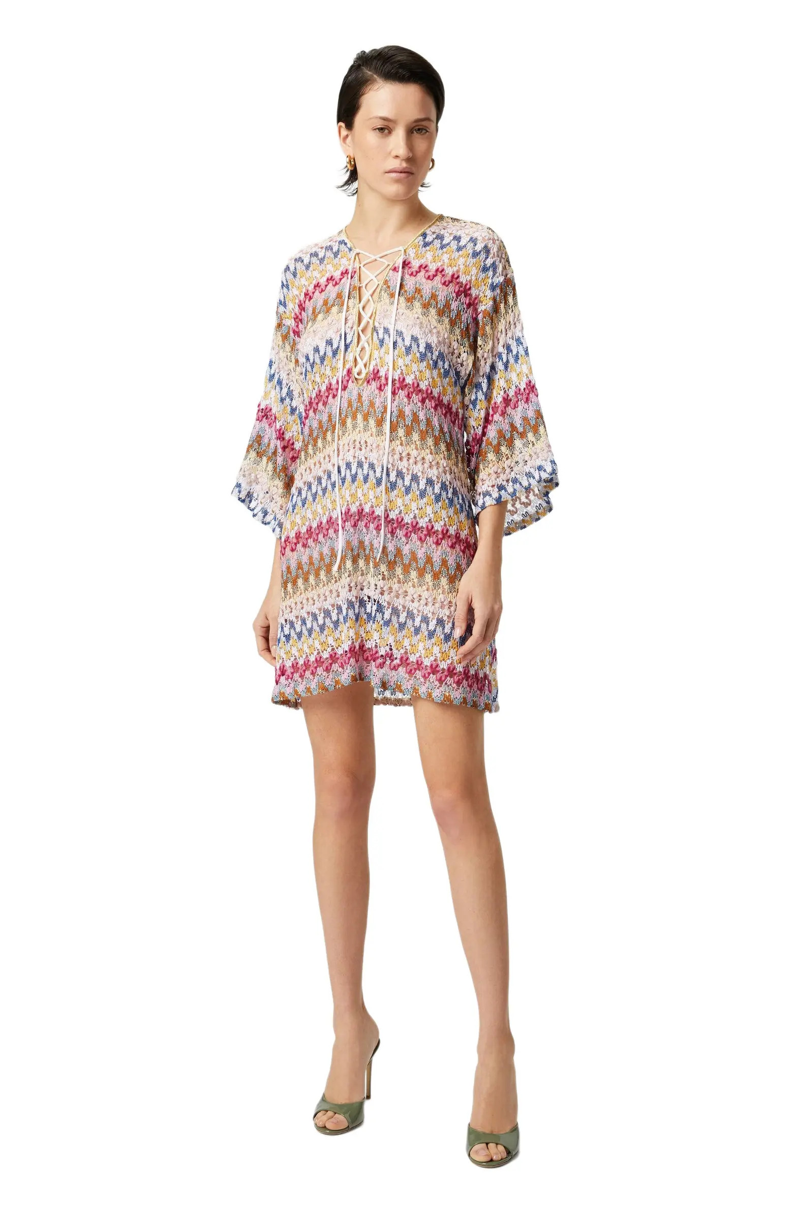 Short Cover-up Caftan In Lamé Viscose Lace | Nordstrom