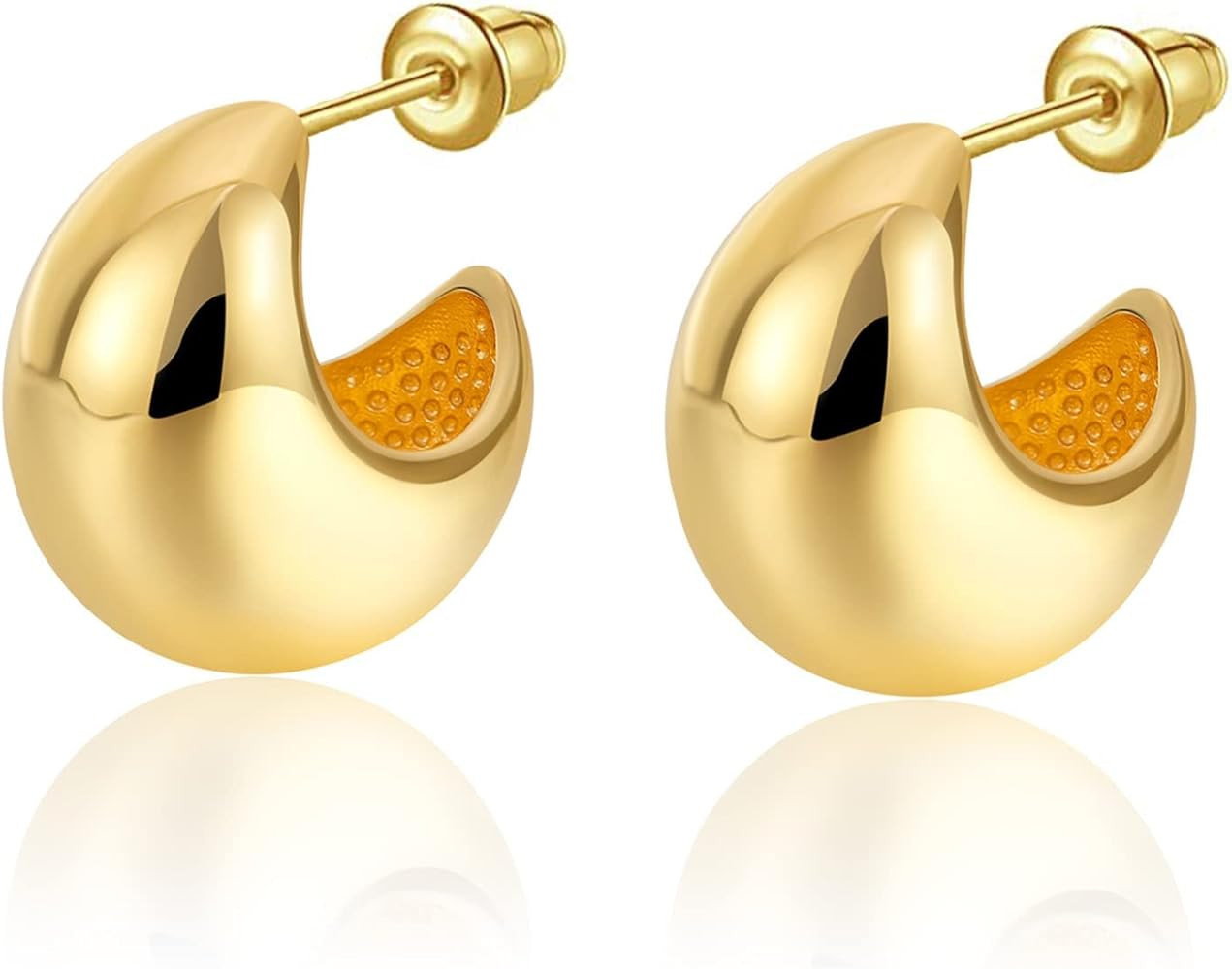 Skyfun Waterdrop Hoops Earrings for Women Chunky Gold Stud Half Hoop Earrings Hoop Earrings with ... | Amazon (US)