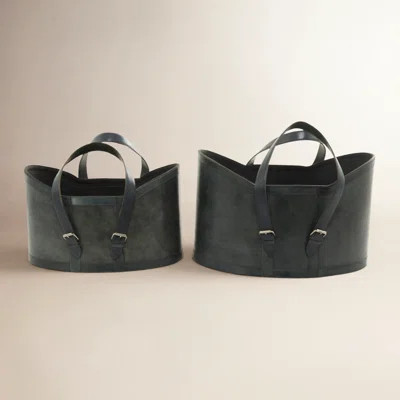 2 Piece Leather Basket Set | Wayfair North America