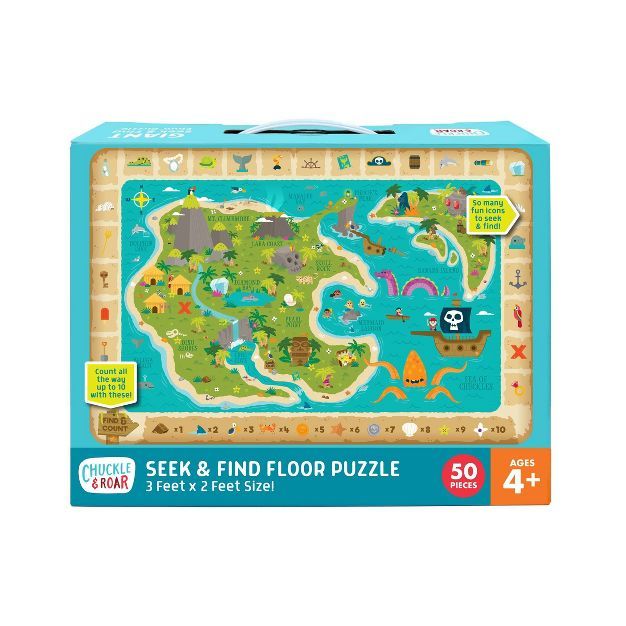 Chuckle & Roar Seek & Find Treasure Map Jigsaw Floor Puzzle 50pc | Target