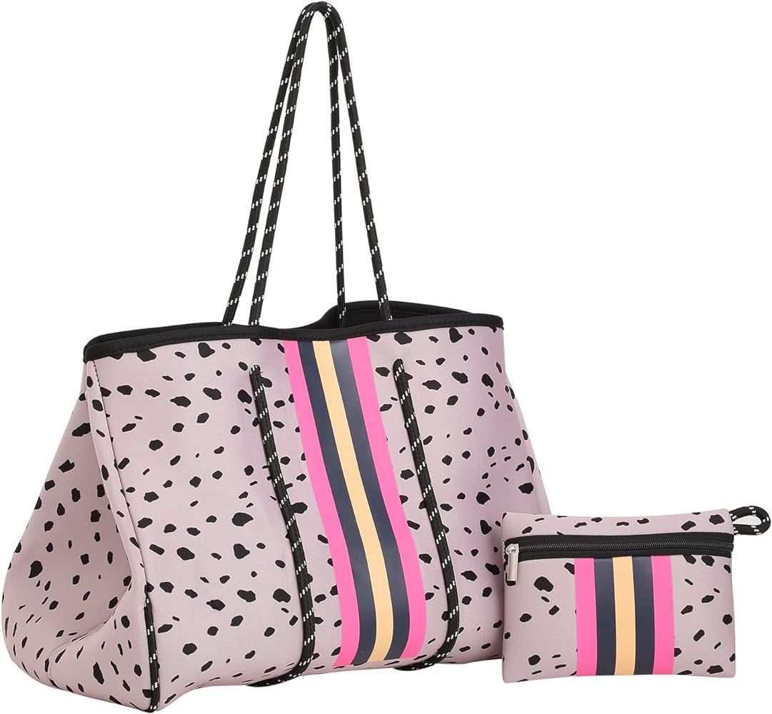MONOBLANKS Neoprene Tote Bag Large Beach Bag,Multipurpose Beach Tote Bag for Women Travel Gym Poo... | Amazon (US)