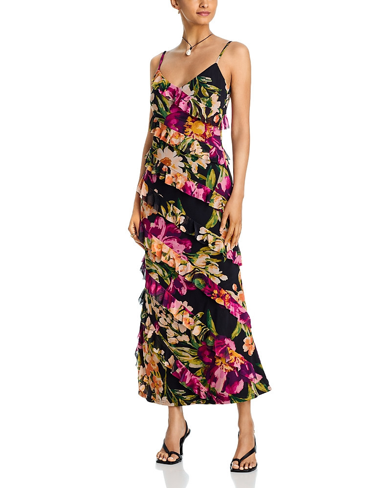 Aqua Floral Mesh Ruffle Maxi Dress - Exclusive | Bloomingdale's (US)
